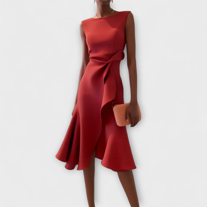 Eimear | Asymmetric Ruffle Midi Dress