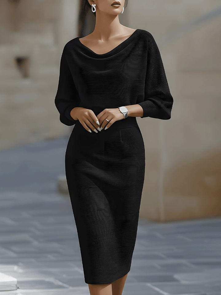 Cliona | Draped Cowl-Neck Midi Dress