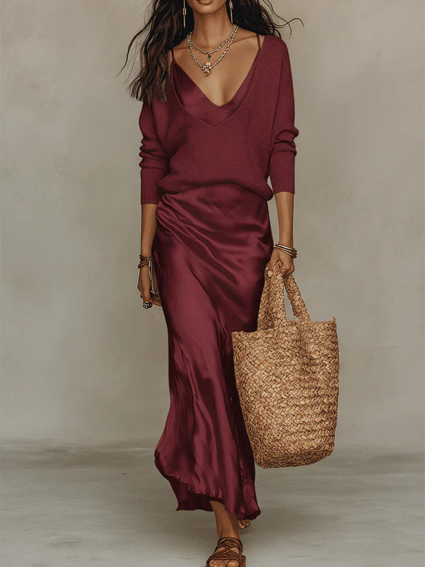 Mary | Midi Dress with Included Sweater