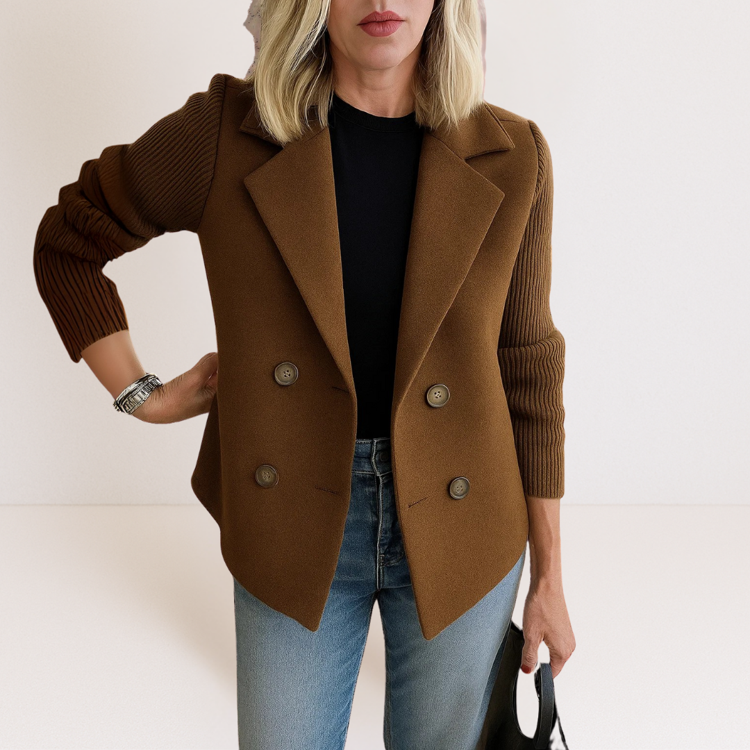 Feyrinna | Elegant Knit-sleeve Jacket