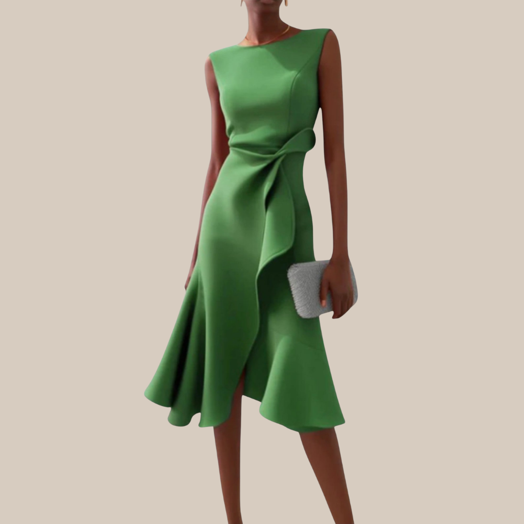 Eimear | Asymmetric Ruffle Midi Dress