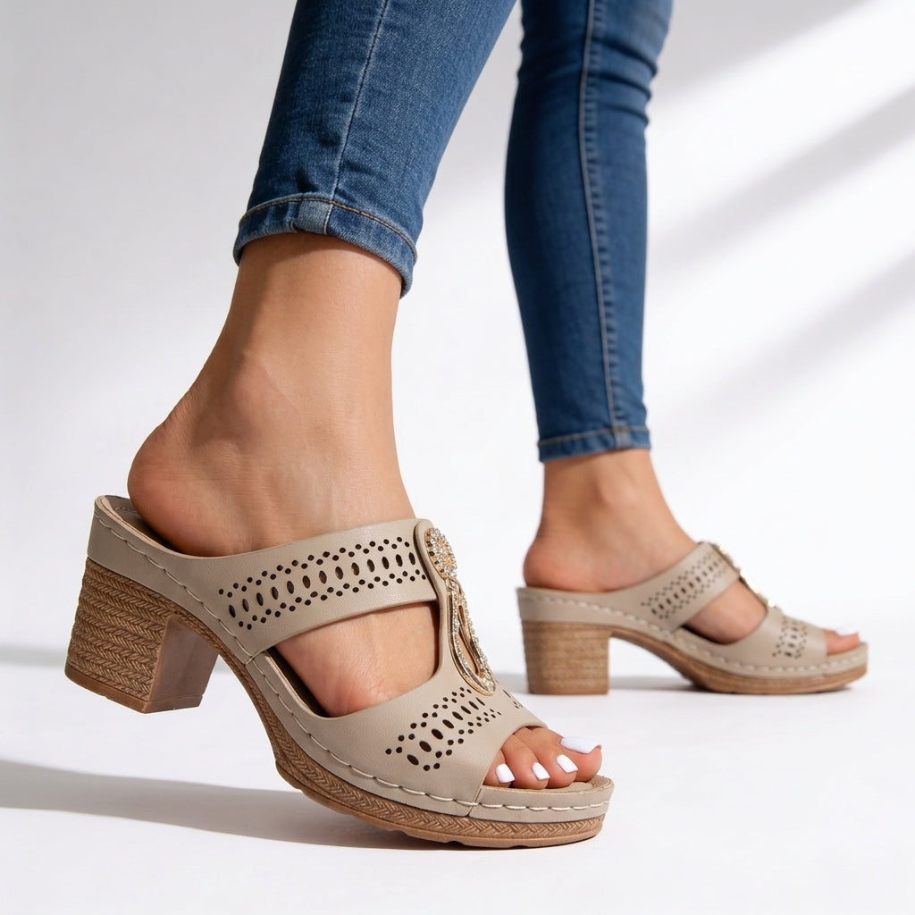 Anna Rae Orthopedic Block Heel Sandals