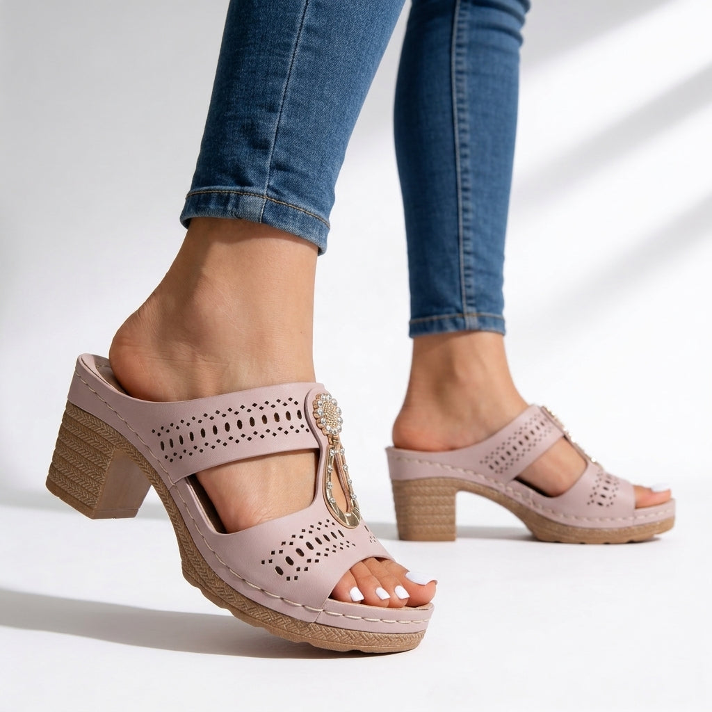 Anna Rae Orthopedic Block Heel Sandals