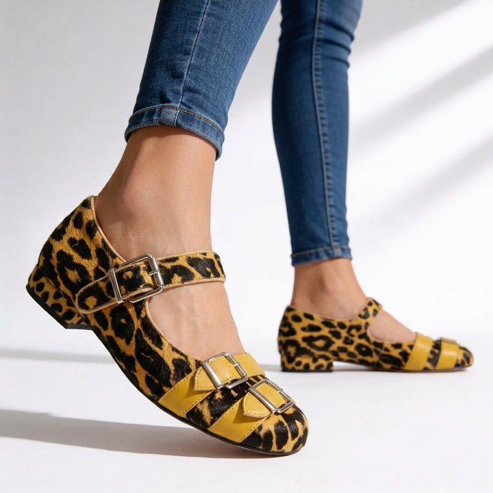 Amélie Leopard Mary Jane Flats