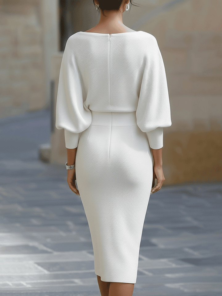 Cliona | Draped Cowl-Neck Midi Dress