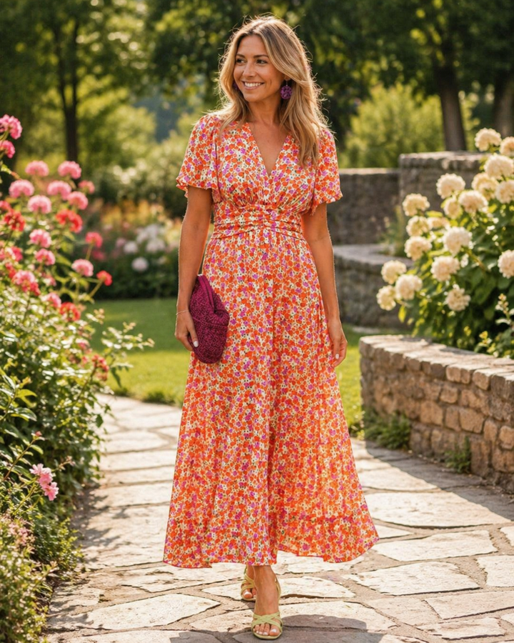 Mairin | Floral Wrap-Waist Maxi Dress
