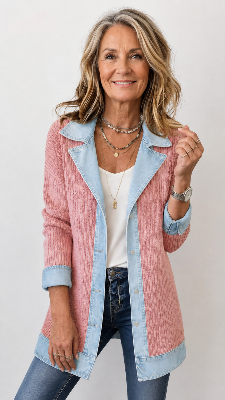 Finola | Knit Denim Trim Jacket