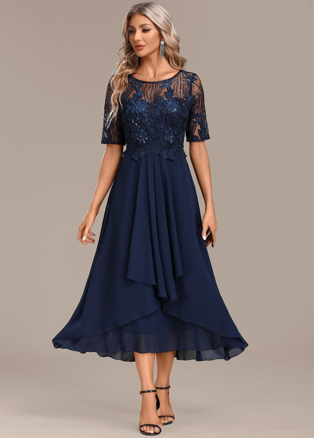 Sinead | Lace Bodice Midi Dress