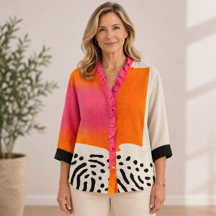 Roisin | Printed Linen Blouse