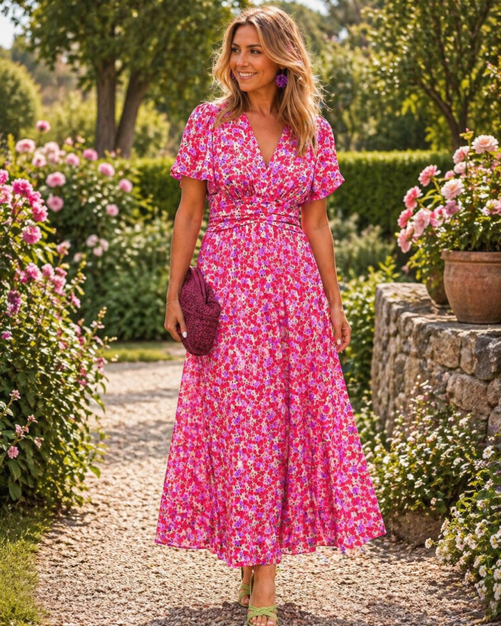 Mairin | Floral Wrap-Waist Maxi Dress