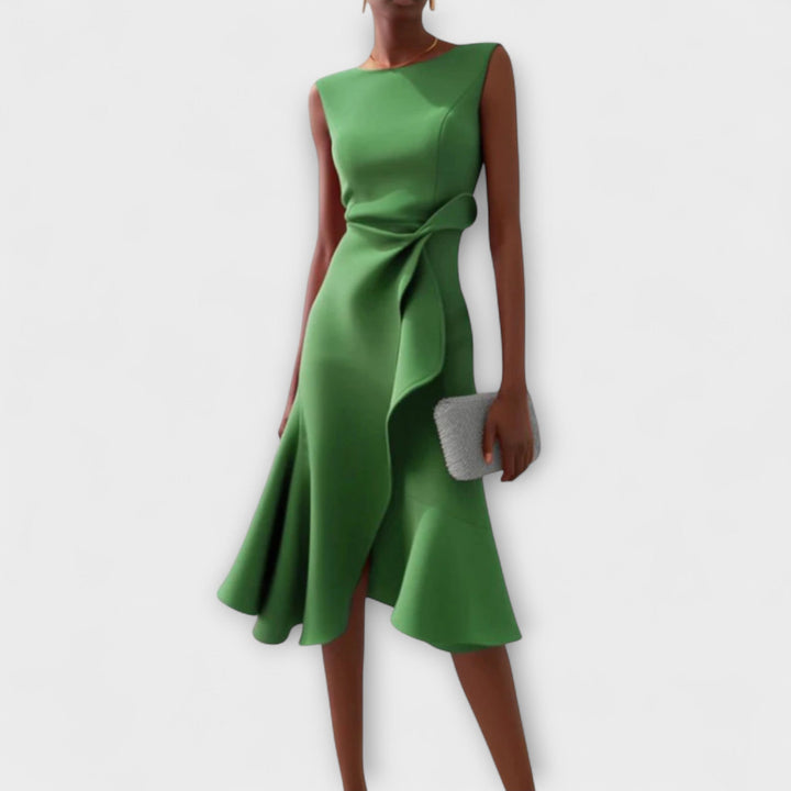 Eimear | Asymmetric Ruffle Midi Dress