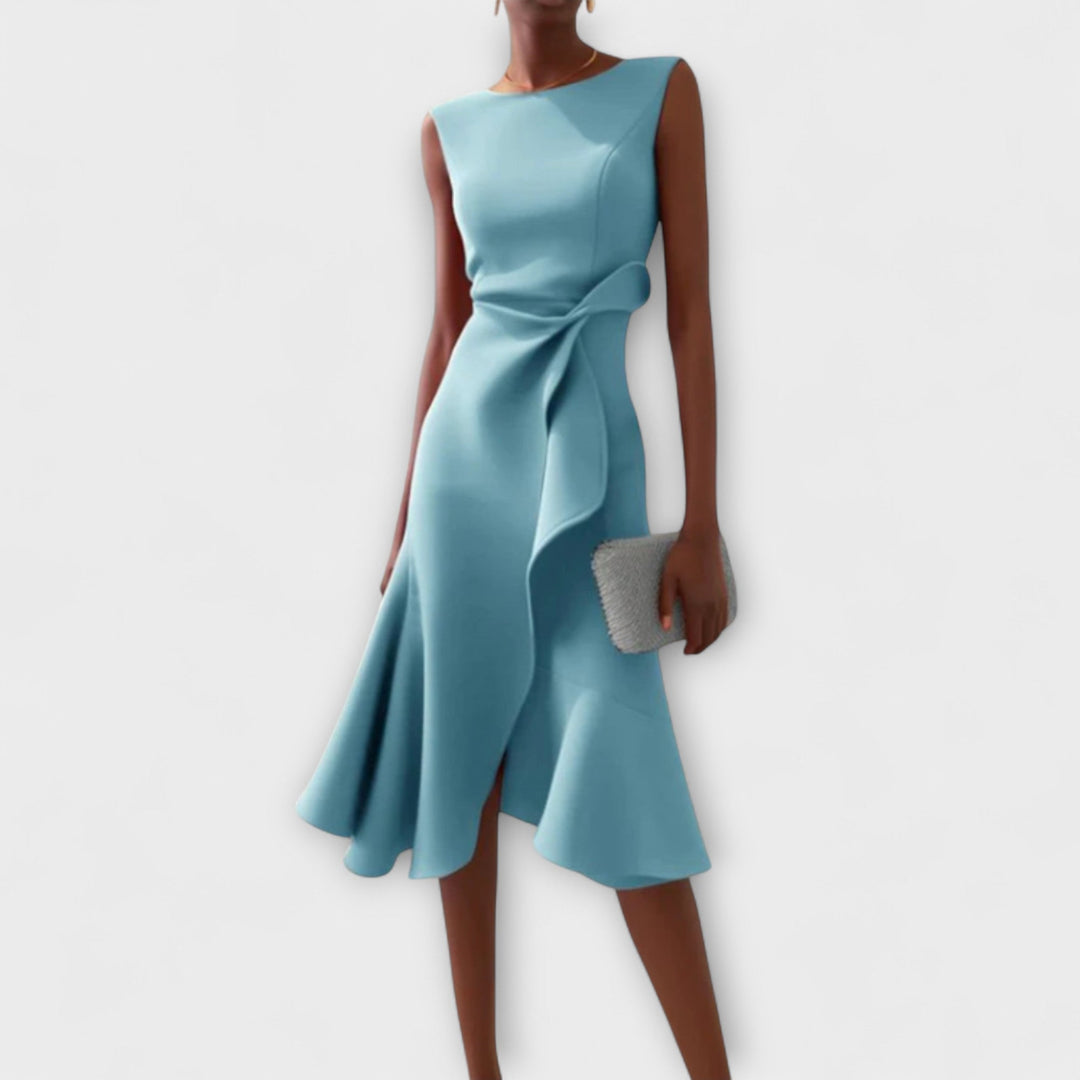 Eimear | Asymmetric Ruffle Midi Dress