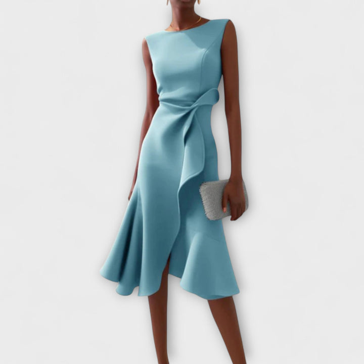 Eimear | Asymmetric Ruffle Midi Dress