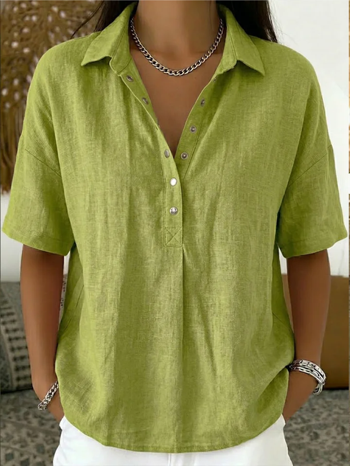 Emer | Collared Short-Sleeve Blouse