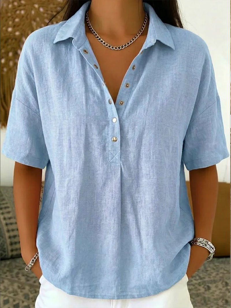 Emer | Collared Short-Sleeve Blouse