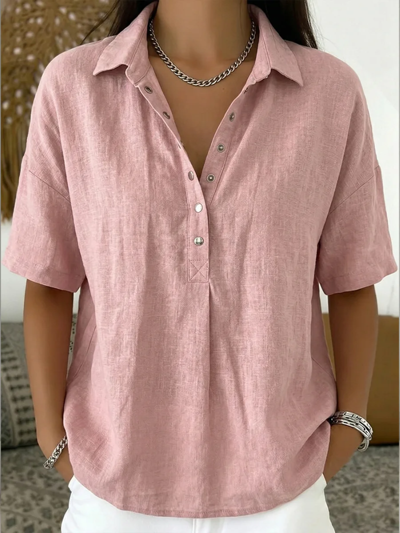 Emer | Collared Short-Sleeve Blouse
