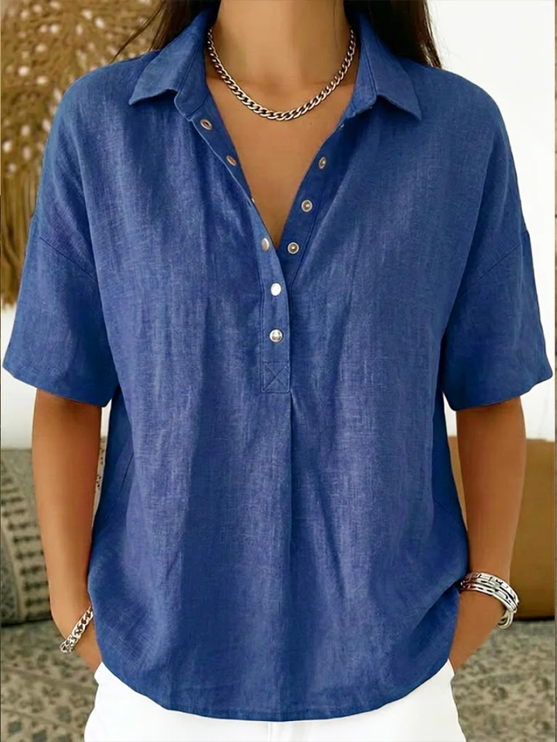 Emer | Collared Short-Sleeve Blouse