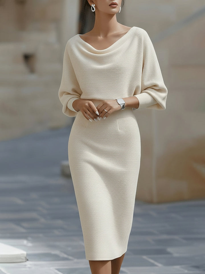 Cliona | Draped Cowl-Neck Midi Dress