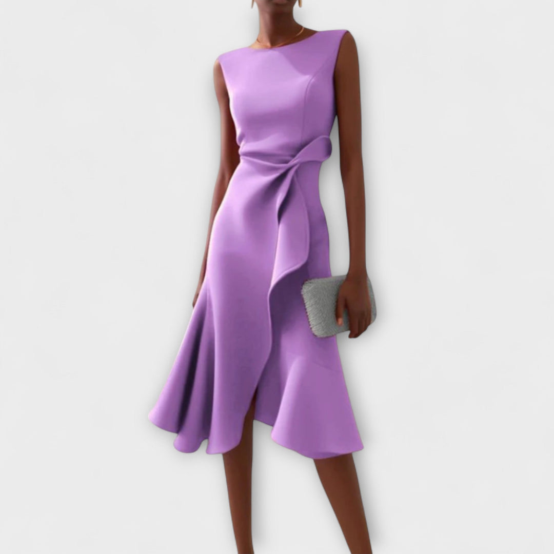 Eimear | Asymmetric Ruffle Midi Dress