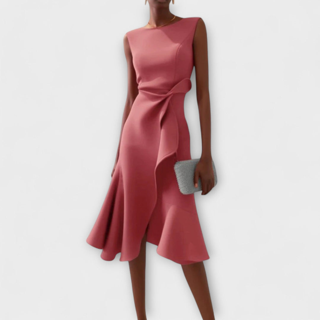 Eimear | Asymmetric Ruffle Midi Dress