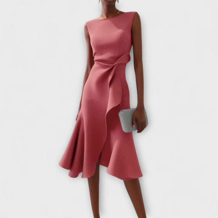 Eimear | Asymmetric Ruffle Midi Dress
