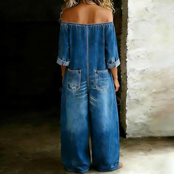 Ide | Off-Shoulder Denim Jumpsuit