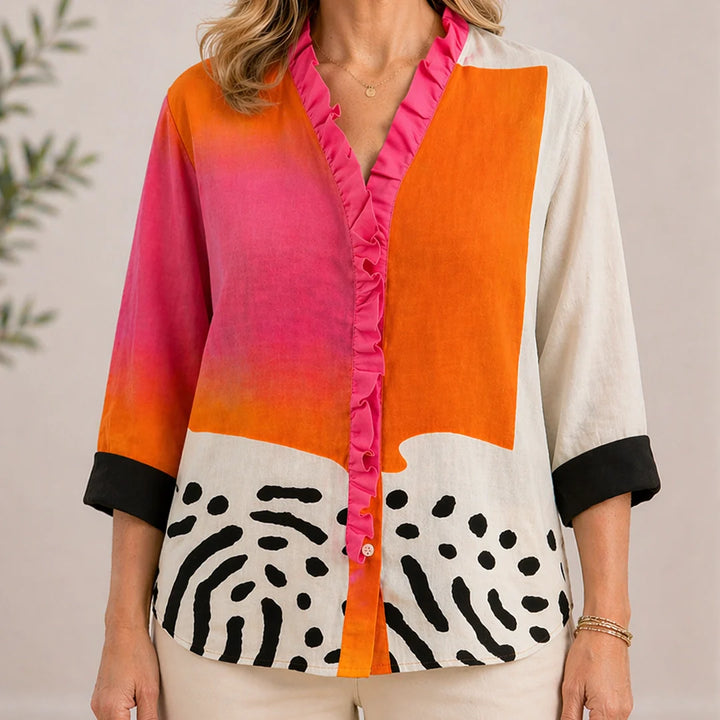 Roisin | Printed Linen Blouse