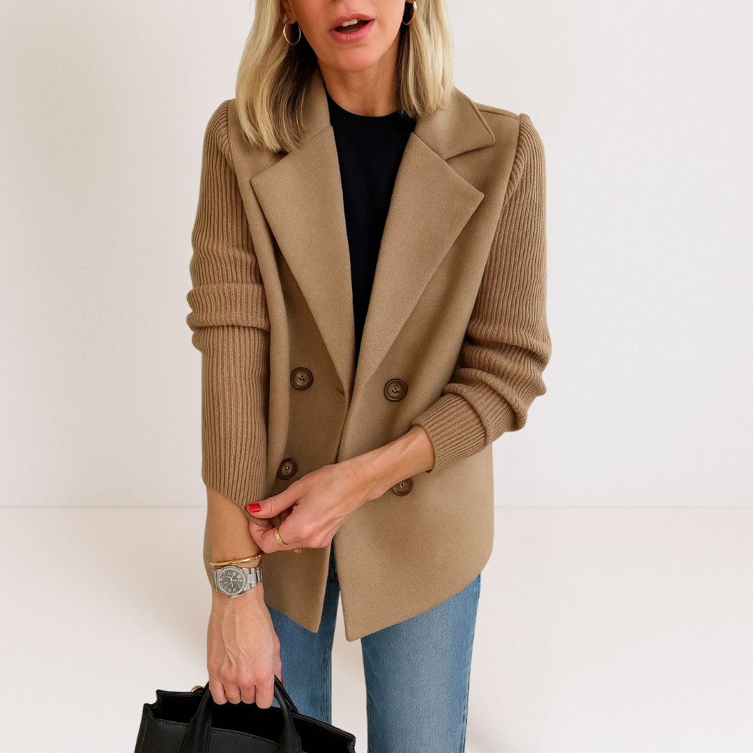 Feyrinna | Elegant Knit-sleeve Jacket