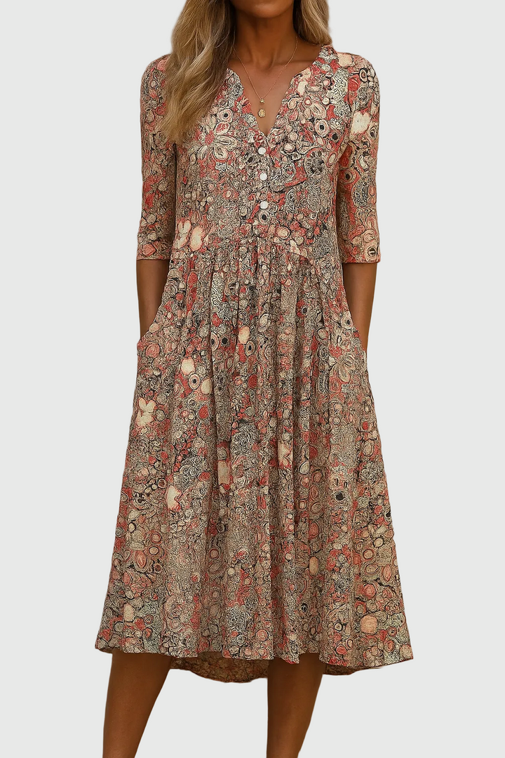 Aisling | Graceful V-Neck Midi Dress
