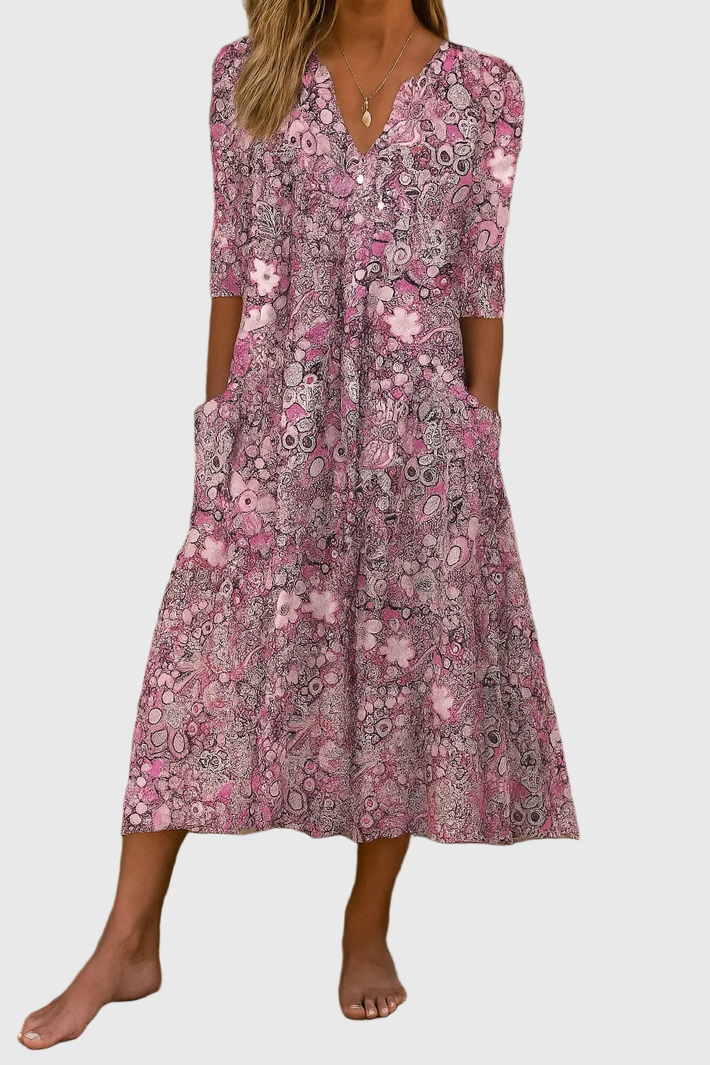 Aisling | Graceful V-Neck Midi Dress