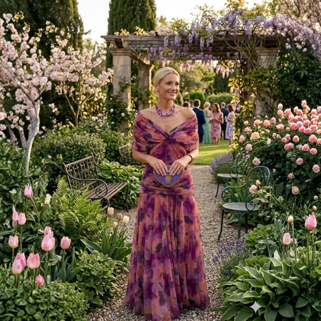 Elowen - Long floral dress with V-neck