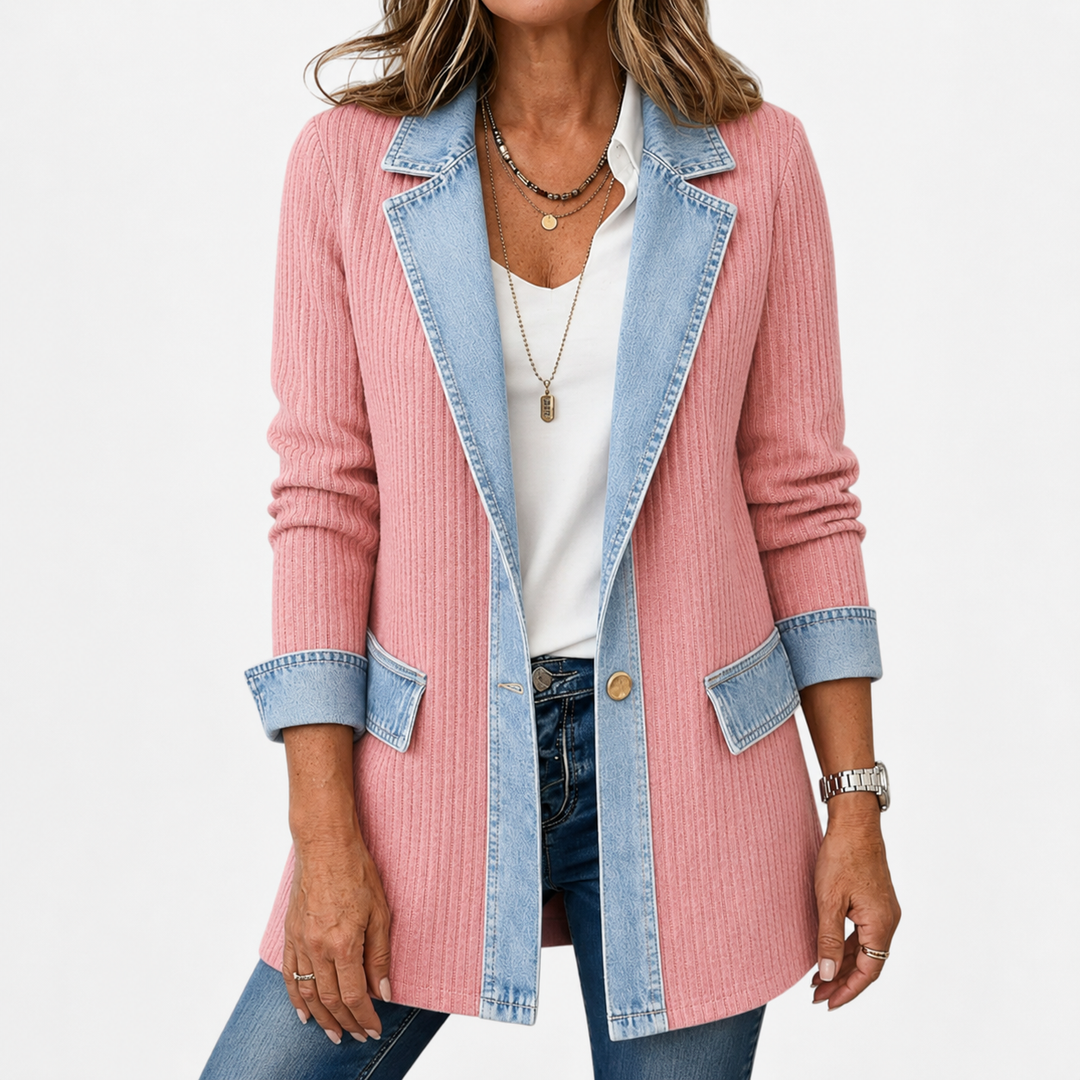 Finola | Knit Denim Trim Jacket