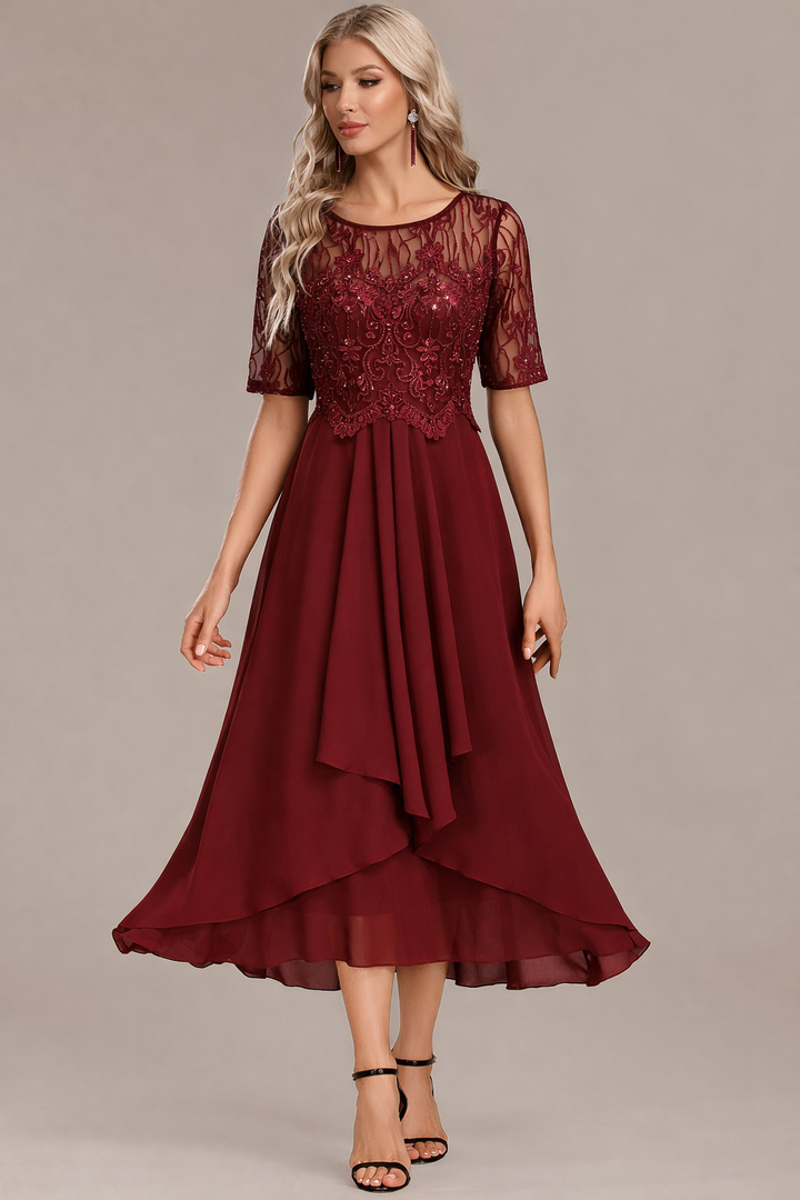 Sinead | Lace Bodice Midi Dress