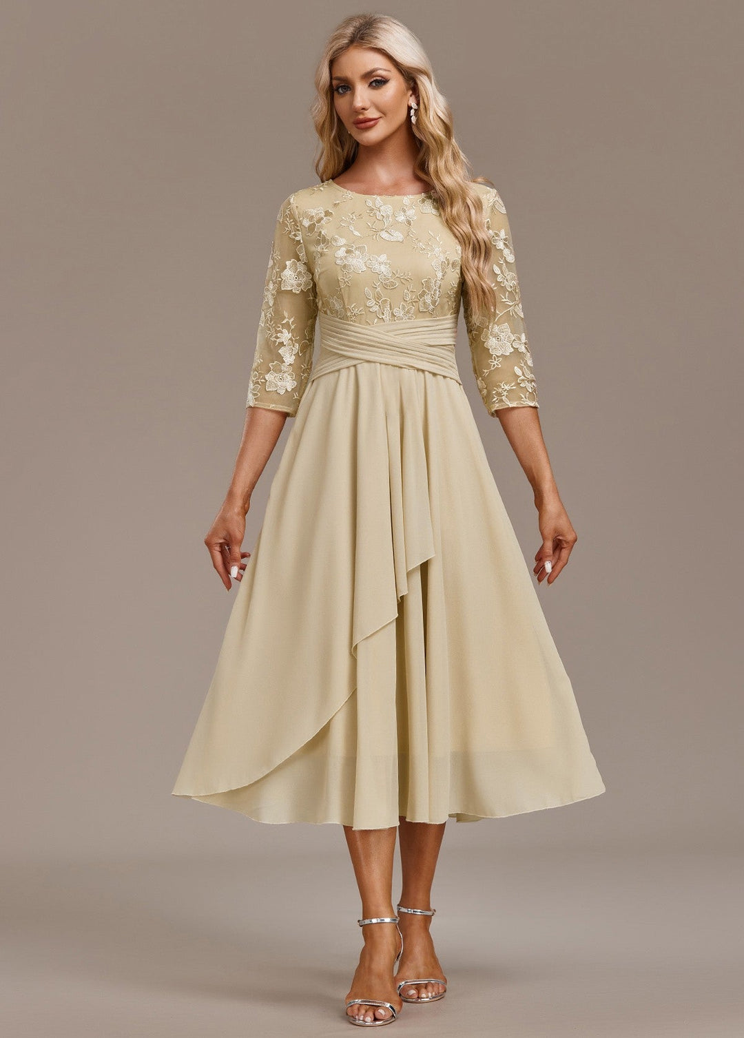 Sinead | Lace Bodice Midi Dress