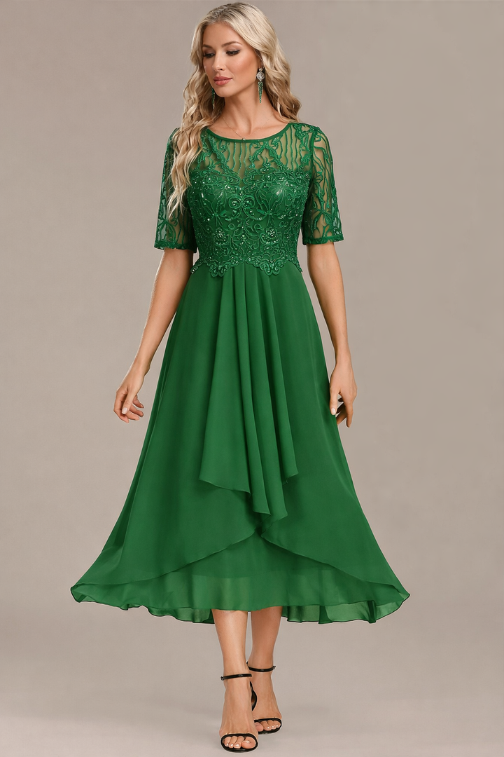 Sinead | Lace Bodice Midi Dress