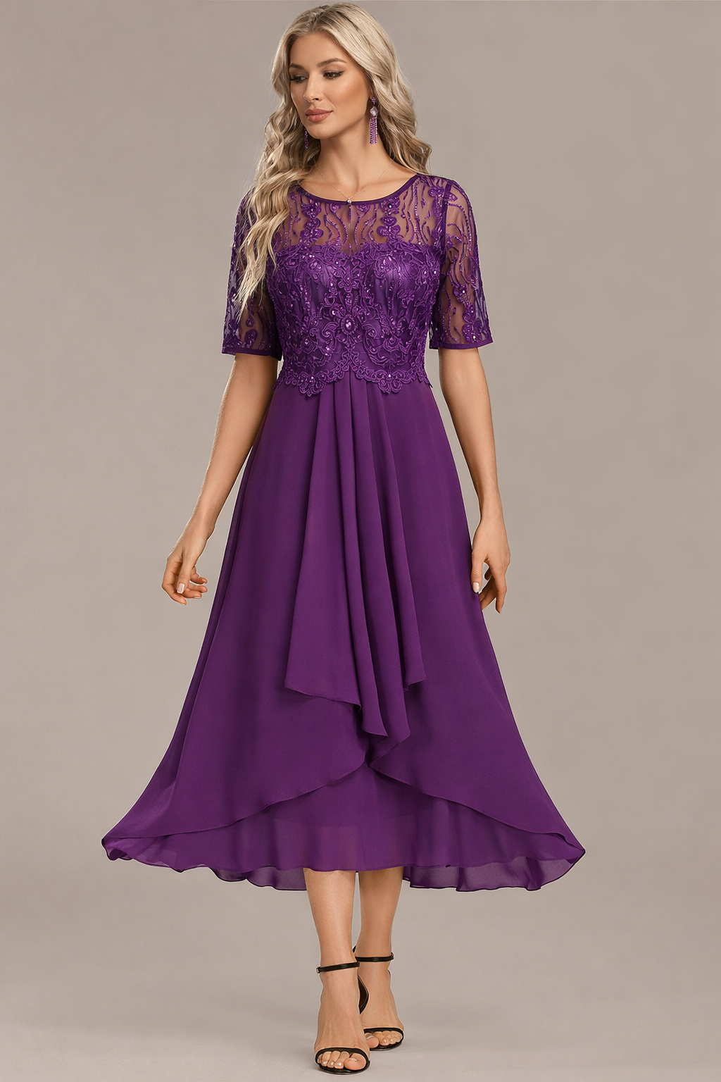 Sinead | Lace Bodice Midi Dress