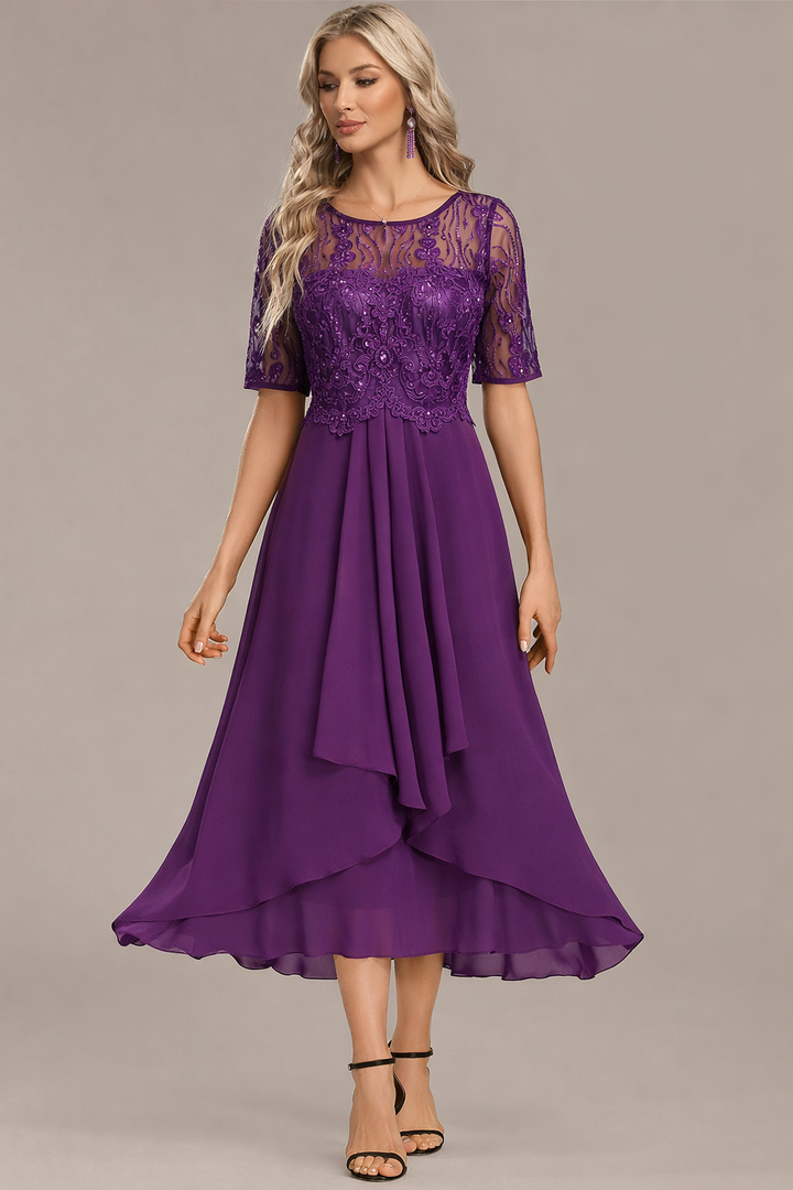 Sinead | Lace Bodice Midi Dress