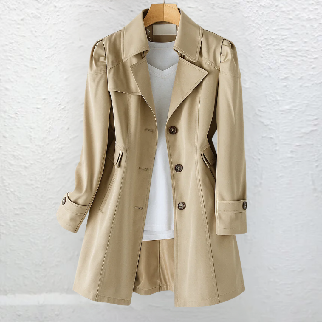 Vera | Elegant Vintage Summer Coat - Khaki