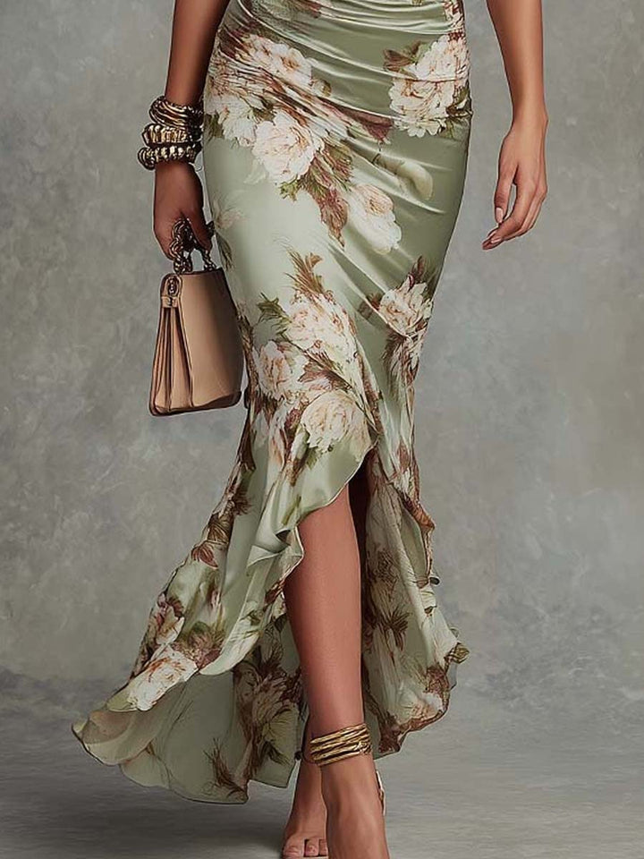 Fionnuala | Floral Satin Mermaid Dress