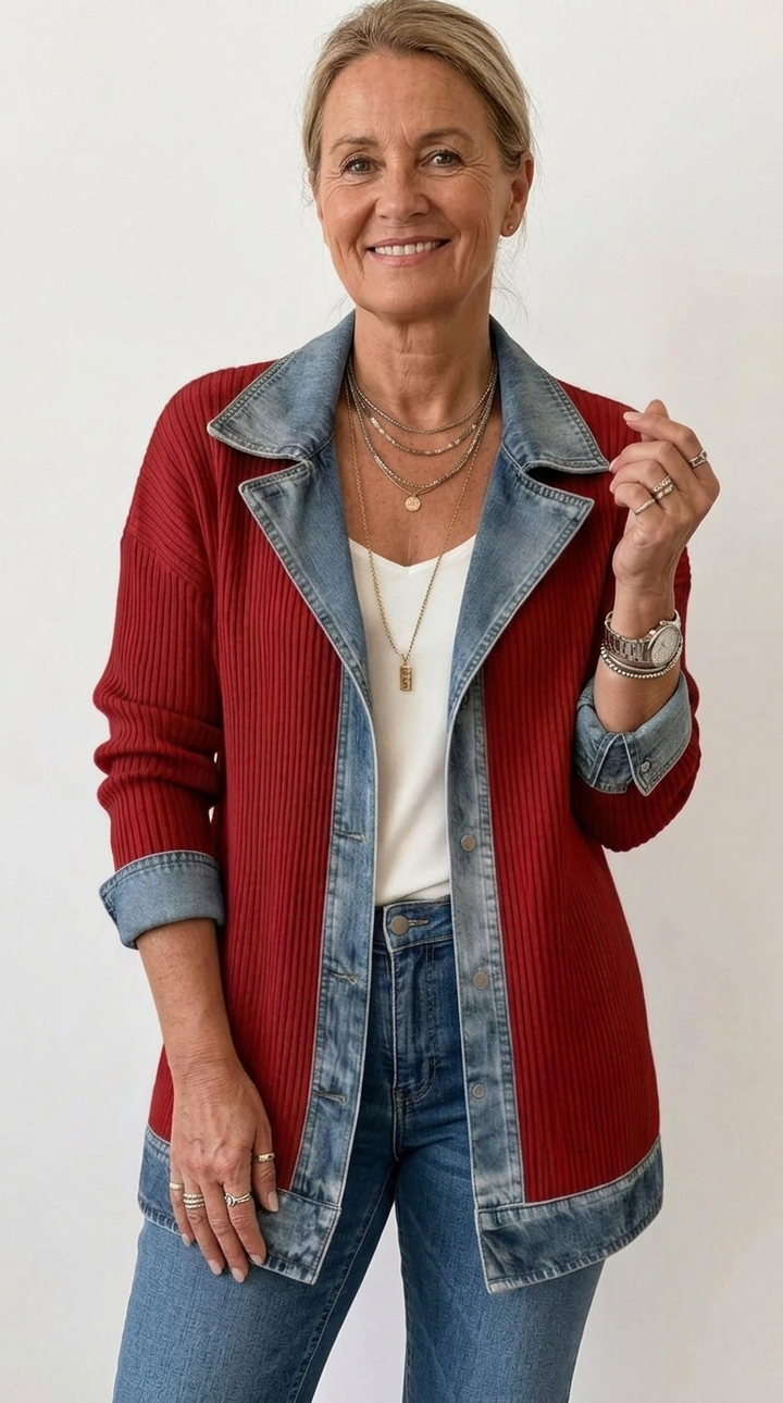 Finola | Knit Denim Trim Jacket