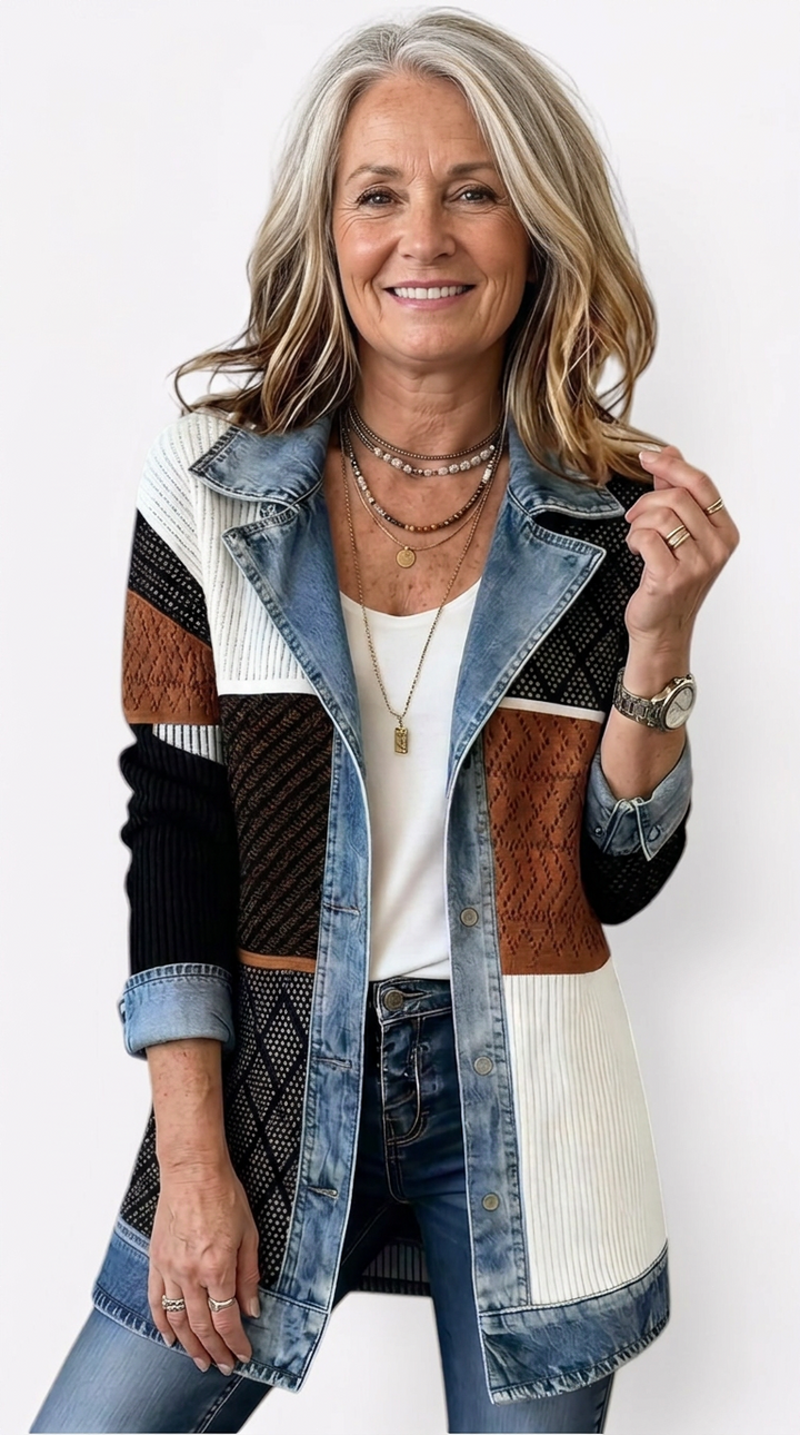 Finola | Knit Denim Trim Jacket