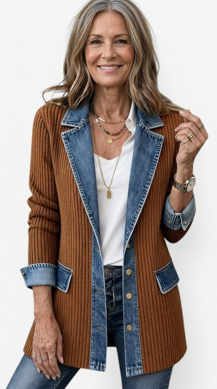 Finola | Knit Denim Trim Jacket