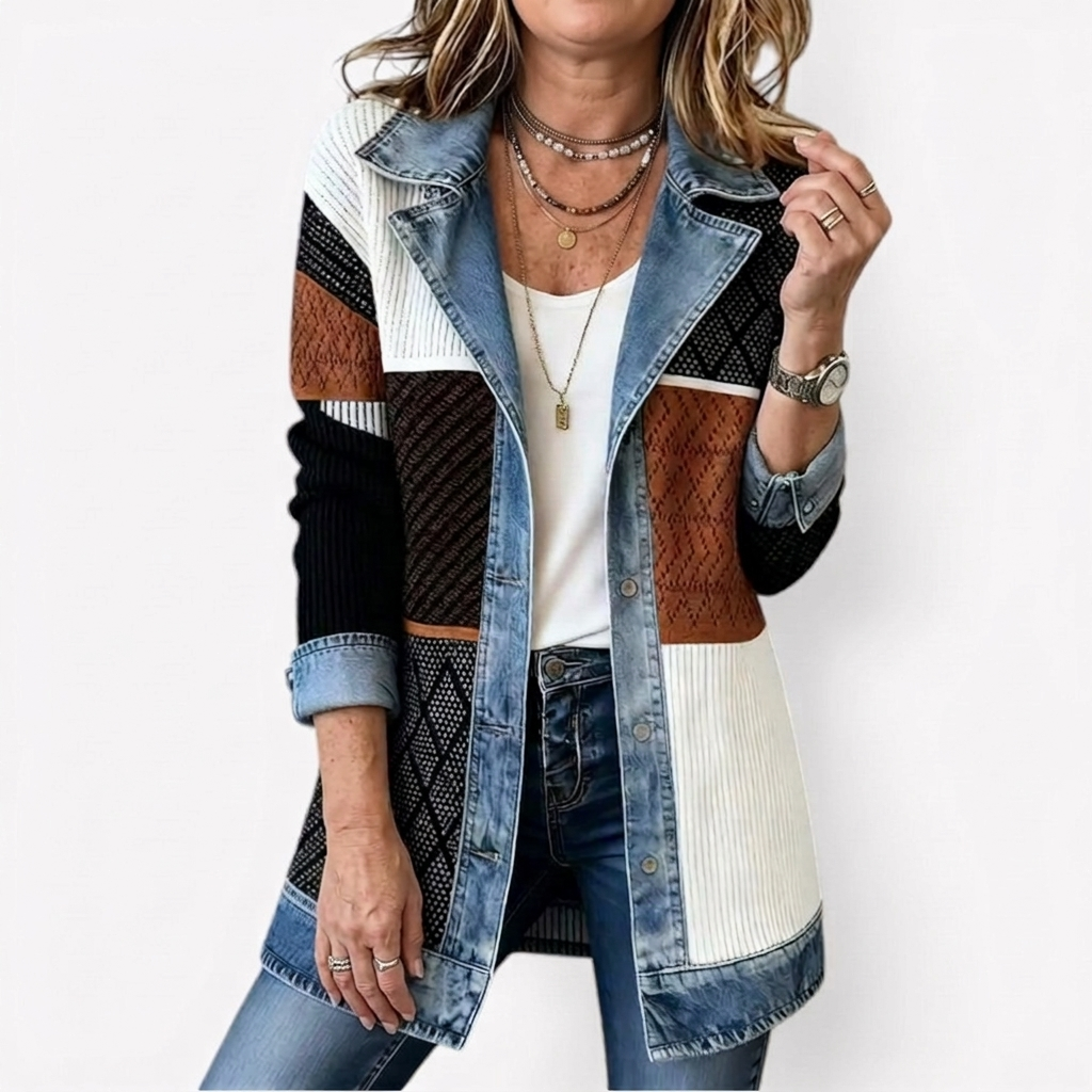 Finola | Knit Denim Trim Jacket