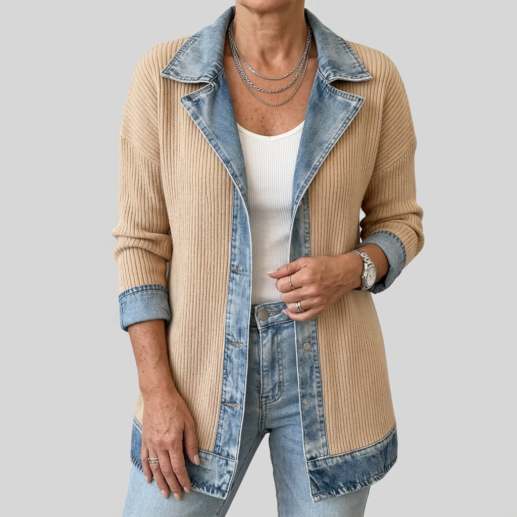 Finola | Knit Denim Trim Jacket