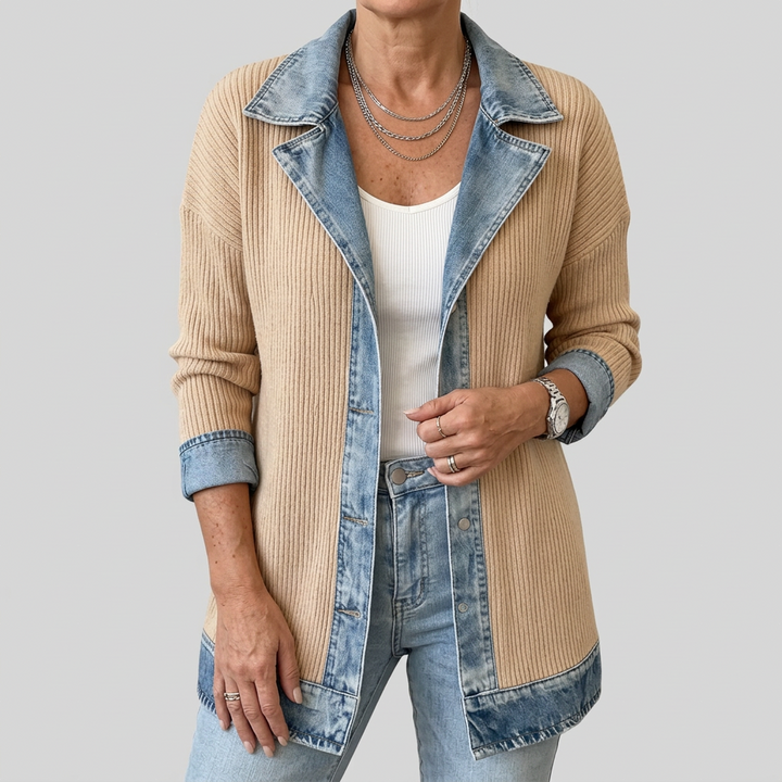 Finola | Knit Denim Trim Jacket