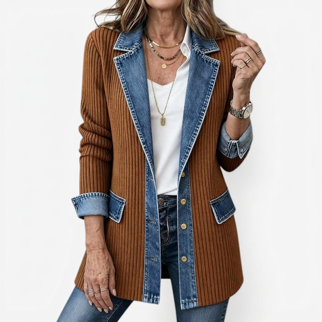 Finola | Knit Denim Trim Jacket