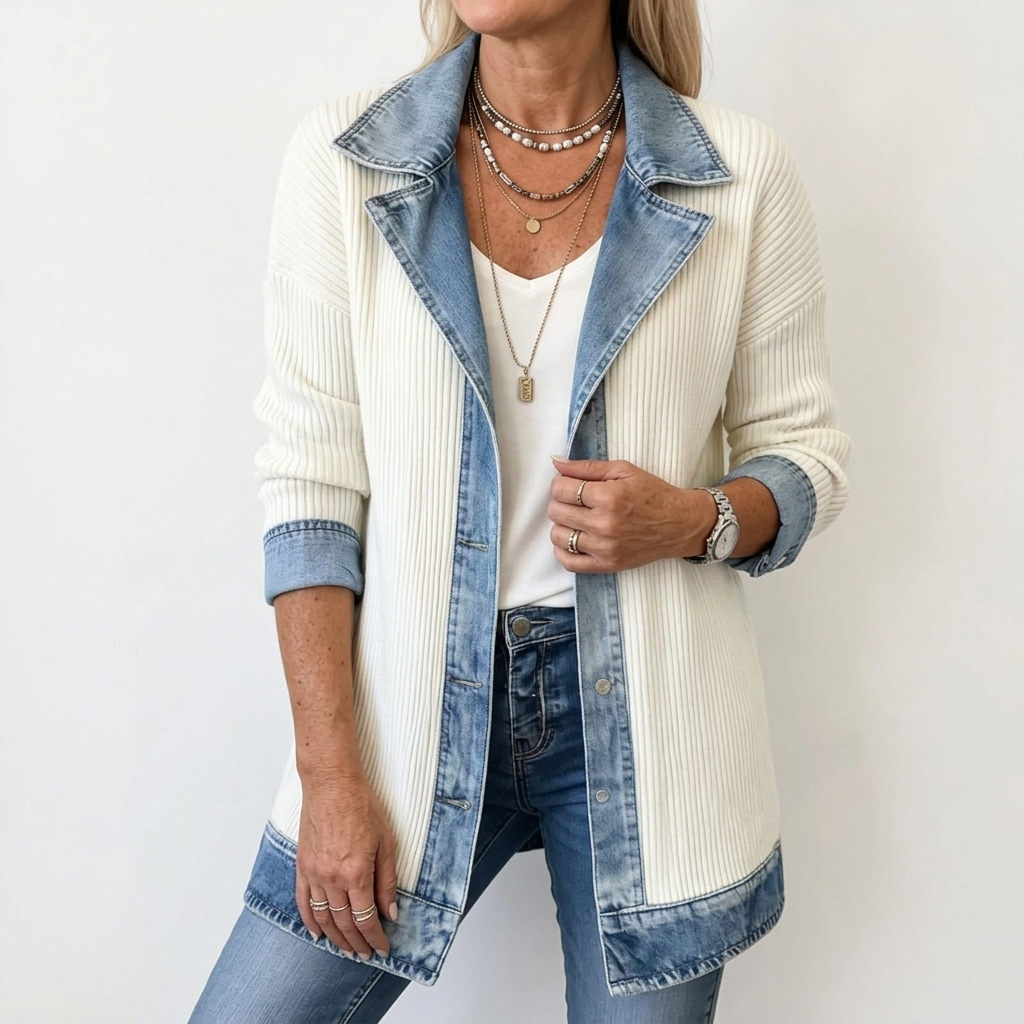 Finola | Knit Denim Trim Jacket