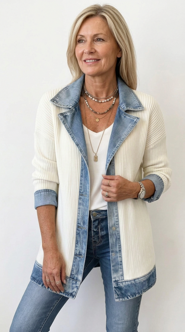 Finola | Knit Denim Trim Jacket