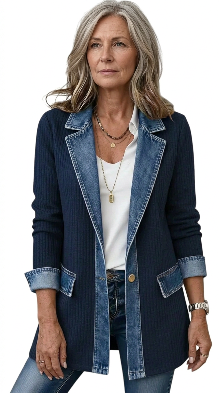 Finola | Knit Denim Trim Jacket