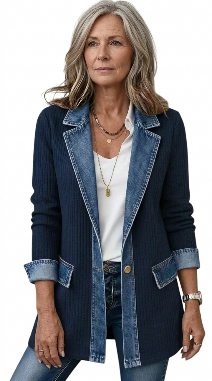 Finola | Knit Denim Trim Jacket